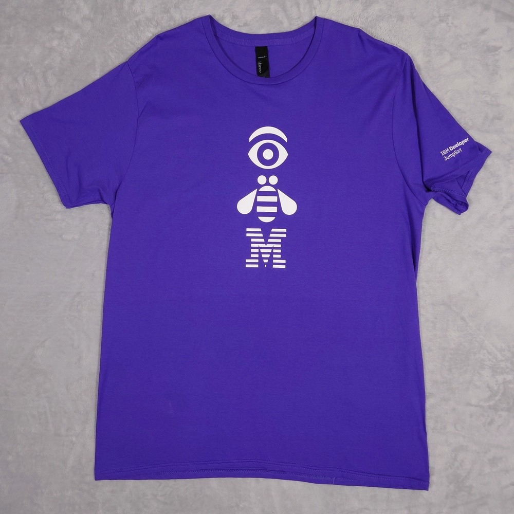 IBM Developer T Shirt Mens XL Eye Bee M Logo Hanes Nano-T Purple Paul Rand Tech